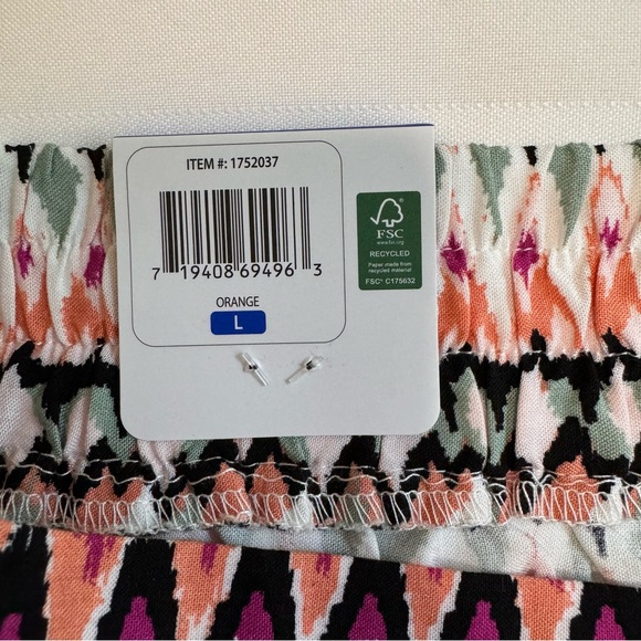 Wildfox Geo Print Pull-On Shorts Front Patch Pockets Orange Multi L - Picture 3 of 13